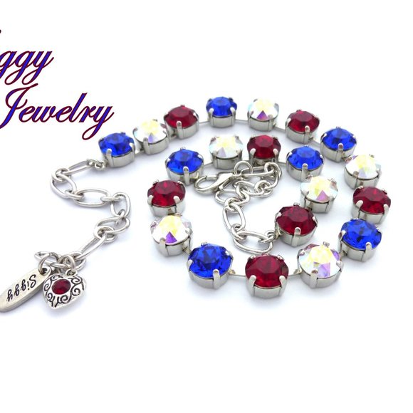 Swarovski Crystal Patriotic July 4th Necklace - Picture 7 of 8